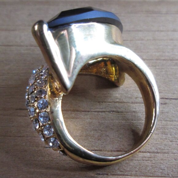 Large Marquise cut Smoky Brown CZ Cocktail ring with Pavé detail - Picture 6 of 11